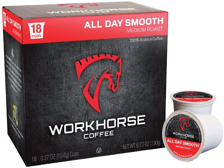 Workhorse Coffee WHCDS18 All Day Smooth Medium Roast Coffee K-Cups