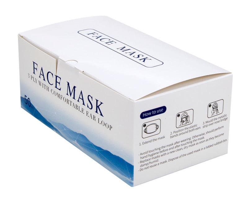 Worldwide sourcing WGBZ01-50 3-Ply Face Mask, Box of 50