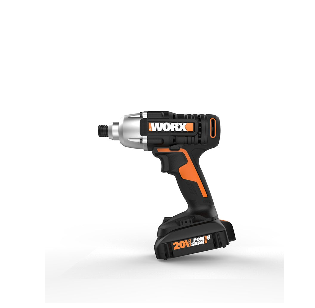 Worx WX291L Cordless Brushed Impact Driver Kit, 1500 in-lb, 20 volt