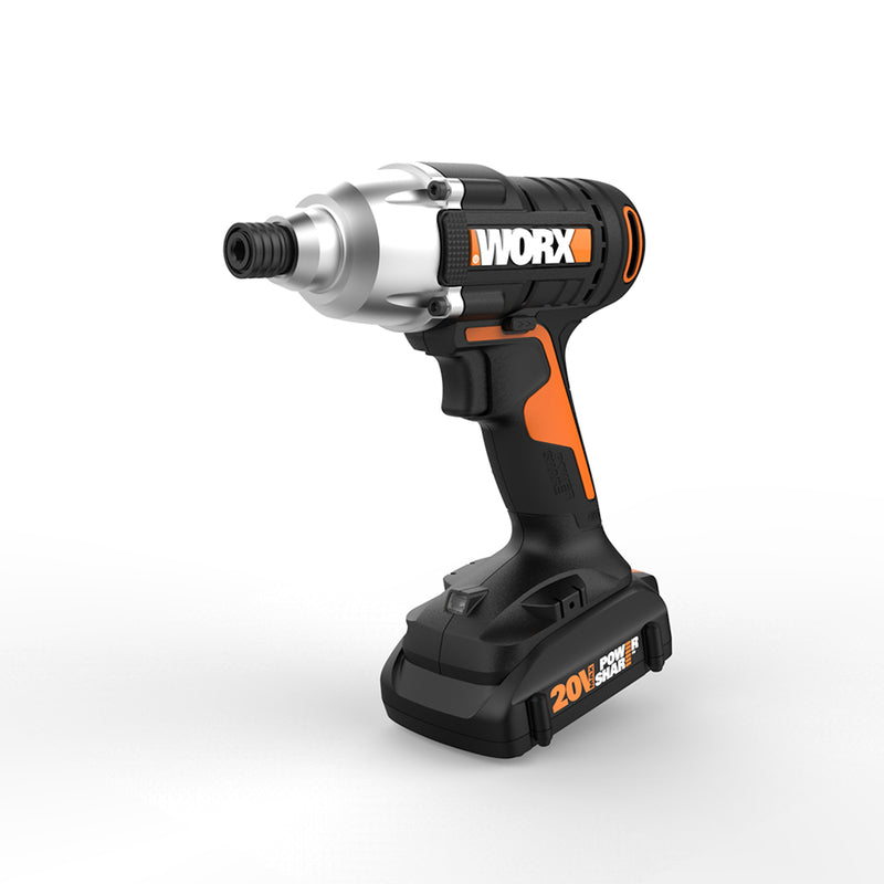 Worx WX291L Cordless Brushed Impact Driver Kit, 1500 in-lb, 20 volt