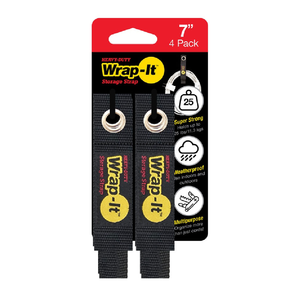 Wrap-It 104-10BX Storage Straps, Black, 7 Inch