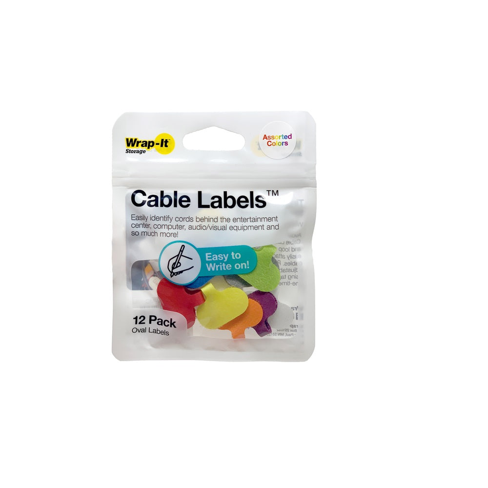 Wrap-It 412-CL-V-MC Storage Cable Labels, Assorted Colors
