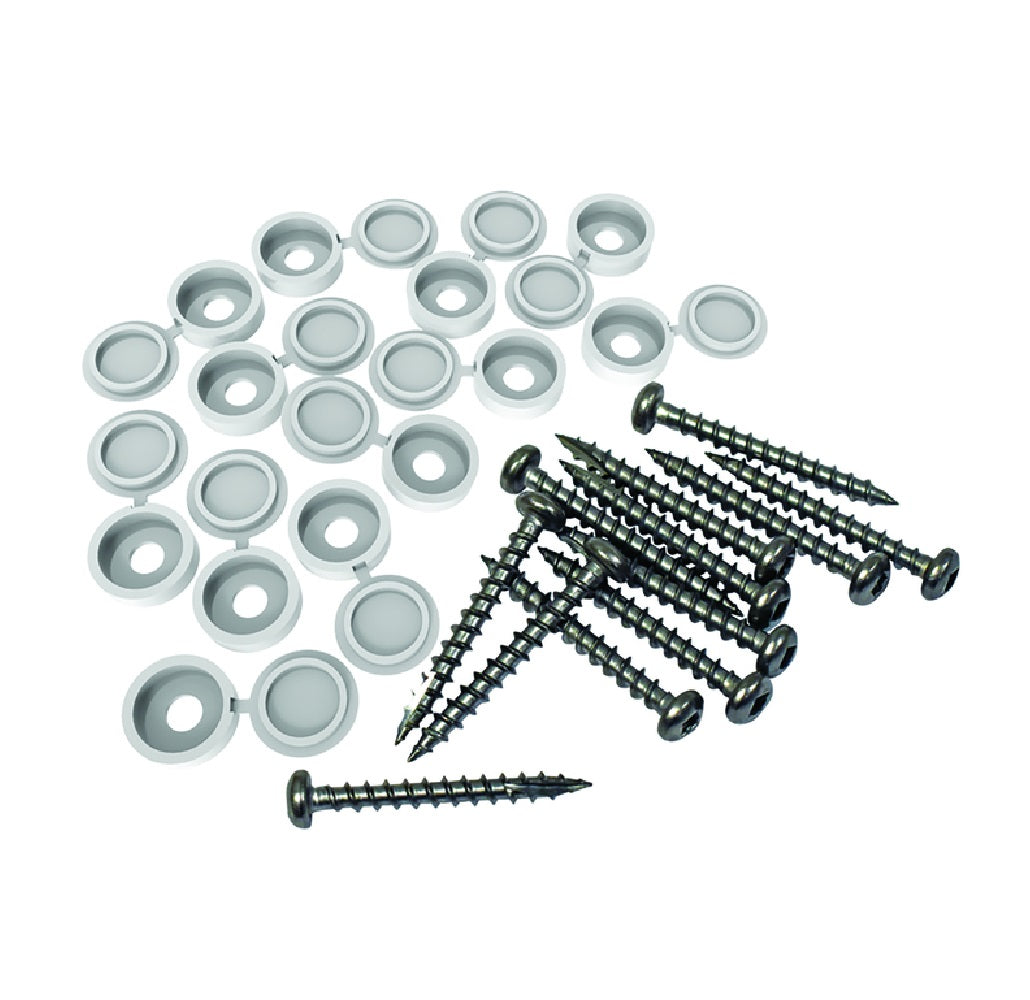 Xpanse 73025526 Square Screen Panel Fastener Kit, White, 1-1/2"