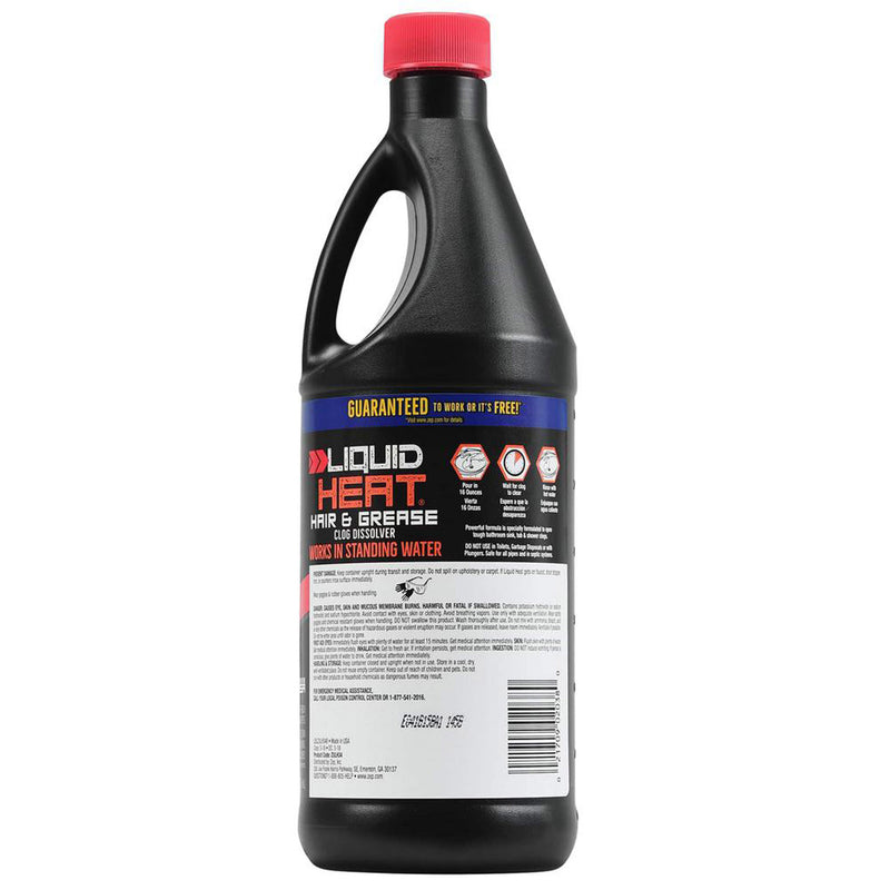 ZEP ZULH34 Liquid Heat Hair & Grease Clog Remover, 33.8 oz