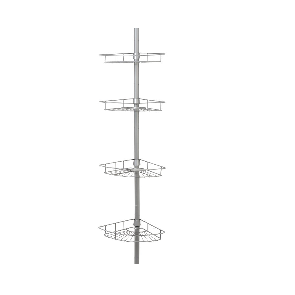 Zenna Home 2156NN Corner Tension Pole Shower Caddy, Satin Nickel