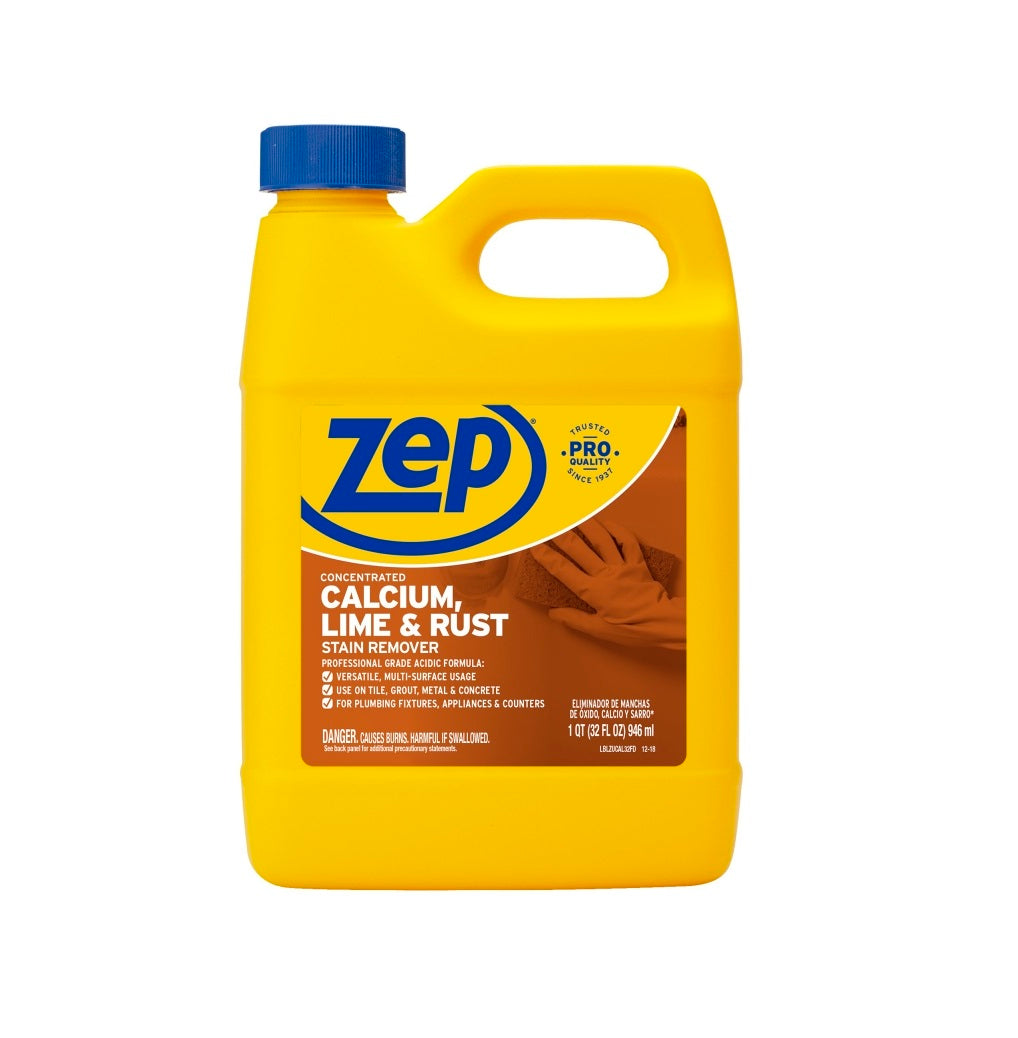 Zep ZUCAL32 Calcium, Lime & Rust Stain Remover, Light Yellow, 32 oz