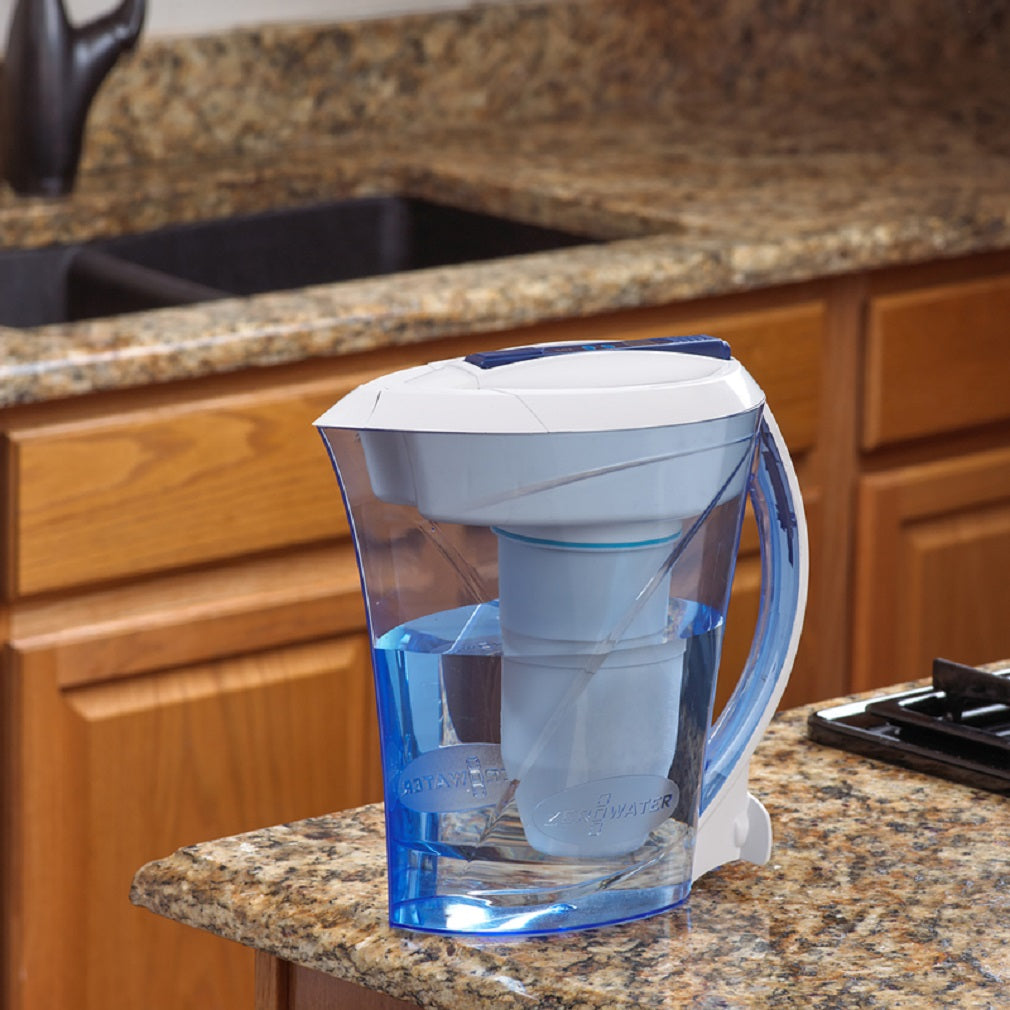 ZeroWater ZD-010 Ready Pour Water Filtration Pitcher, Blue/Clear, 10 Cups