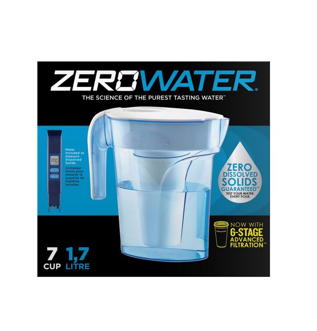 ZeroWater ZP07RP Water Filtration Pitcher, Blue/White