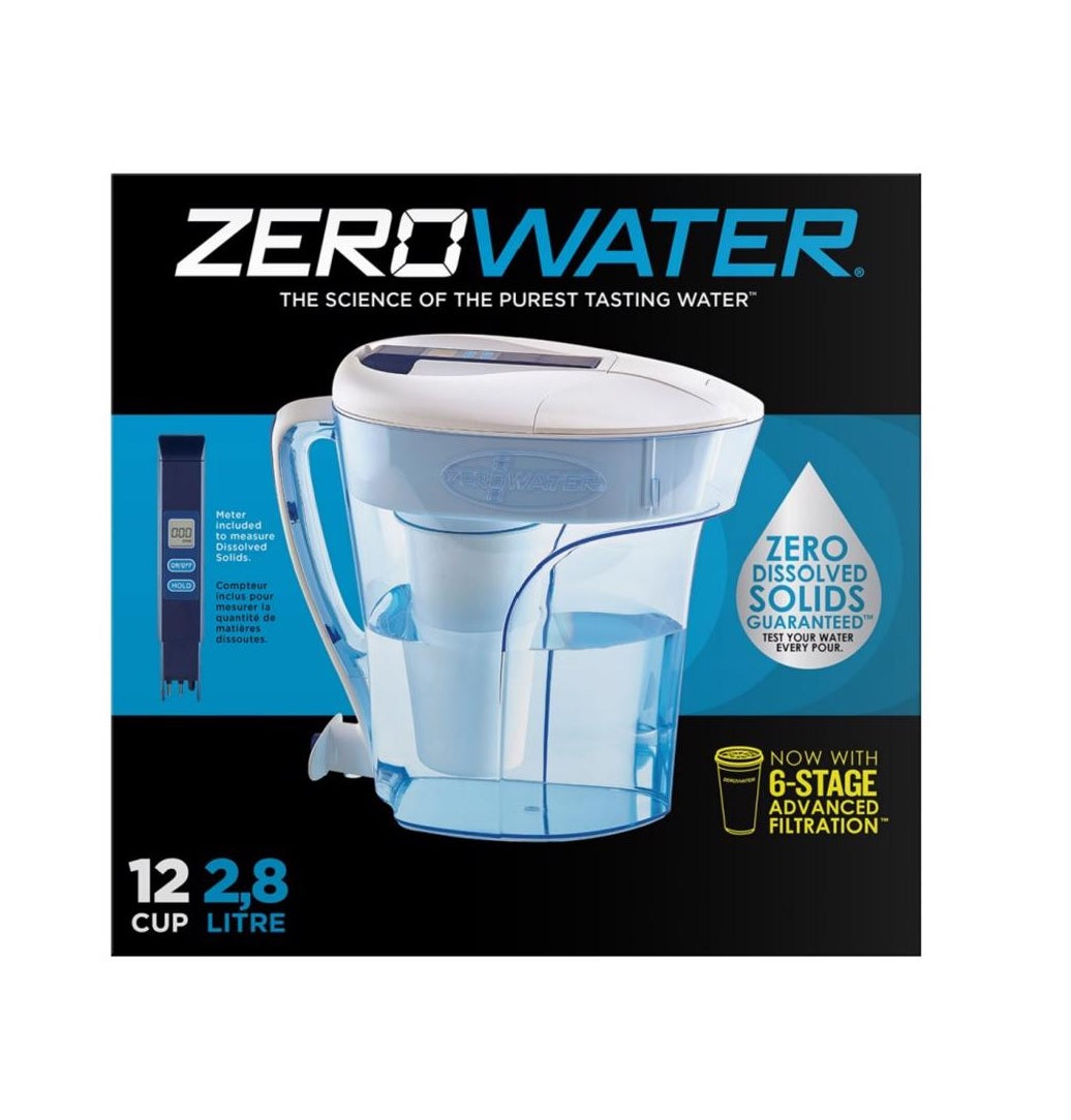 ZeroWater ZP12RP Water Filtration Pitcher, Blue/White