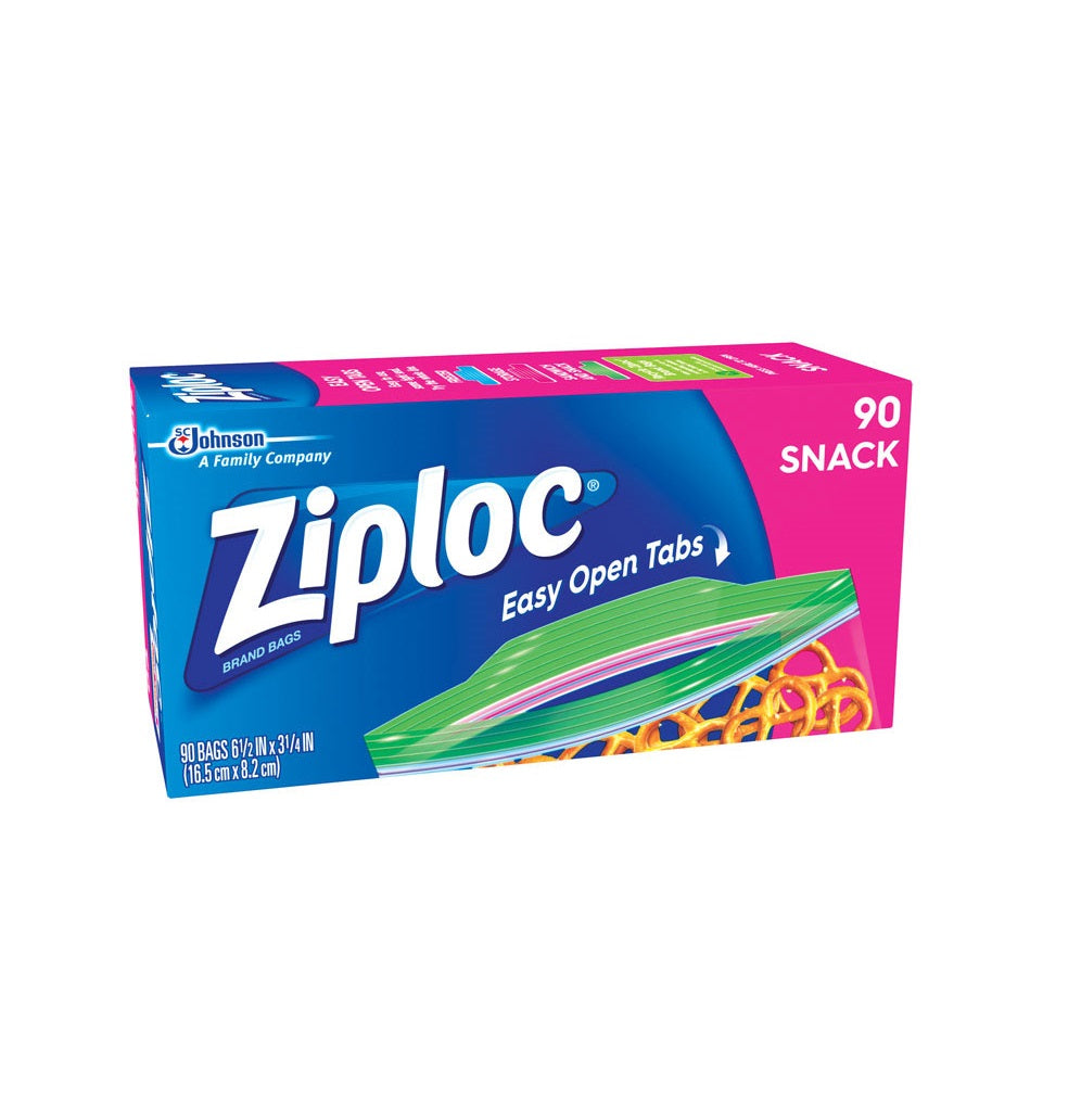 Ziploc 71143 Snack Bag, Clear, 90 Count