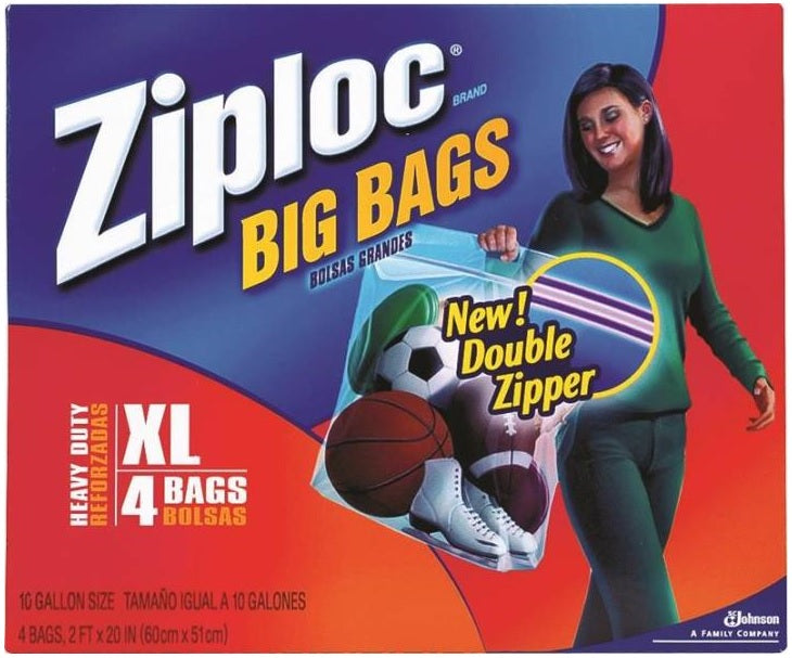 Ziploc Big Bag 10 Gallon XL Storage Bags, 2 feet x 20in (4-Count) Pack of 4