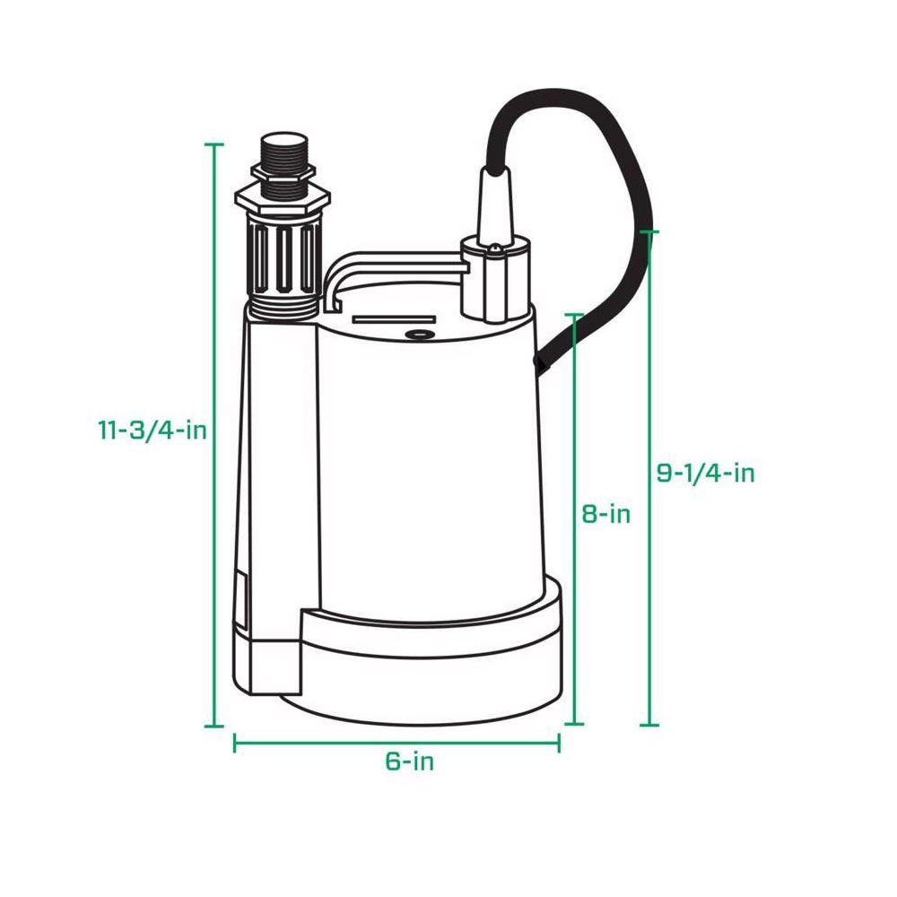 Zoeller 1043-0006 Submersible Utility Pump, 1/3 HP, 3 AMP