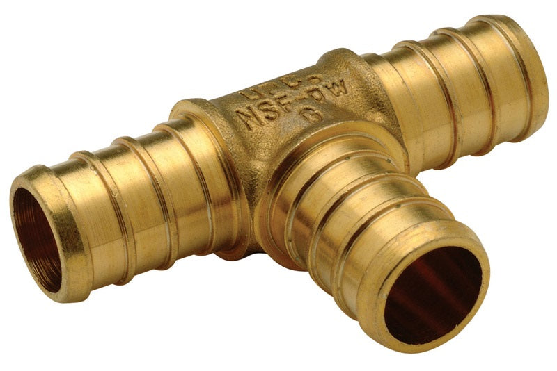 Zurn PX80800XR1 Barb Pex Fittings Tee, Brass, 1/2"