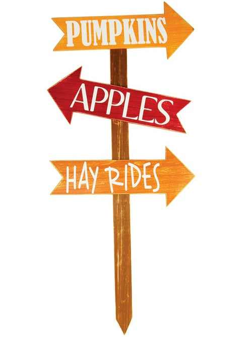 Adams & Co AH62000 Halloween Pumpkins/Apples/Hay Rides Sign Stake