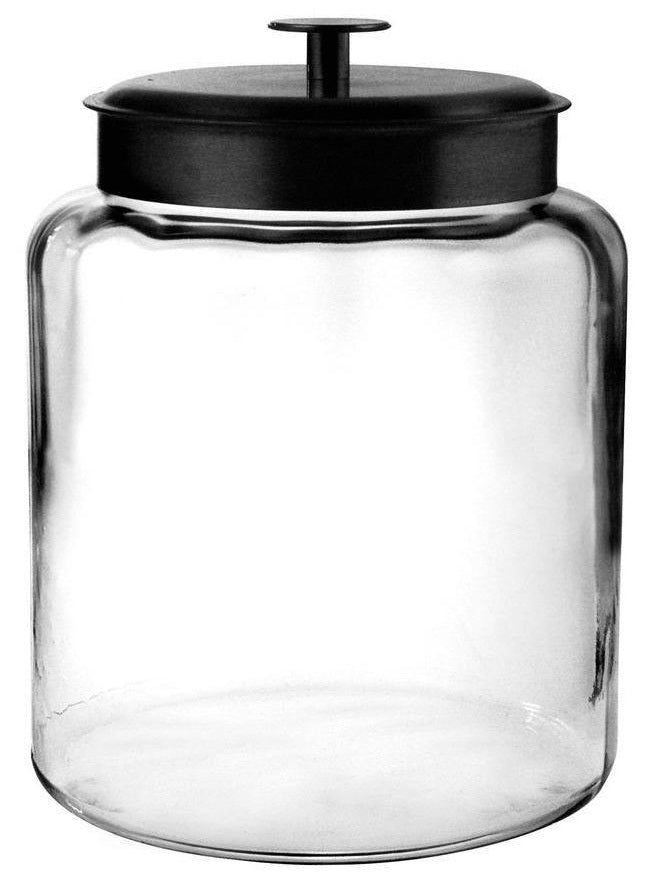 Anchor Hocking 96712 Mini Montana Jars with Black Metal Covers, 96 OZ