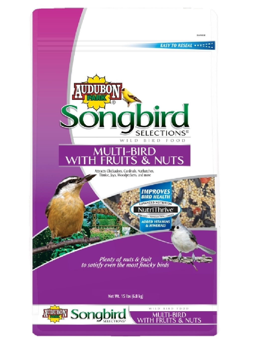Audubon Park 11980 Songbird Fruit And Nut Bird Food, 15 Lbs