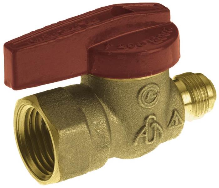 B & K 117-592 Gas Ball Valve, 9/16" x 1/2", Brass