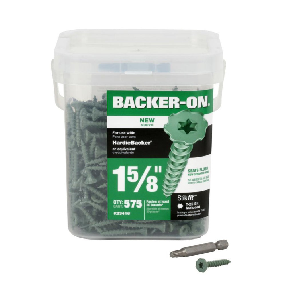 Backer-On 23416 Phillips Flat Head Cement Board Screws, Green