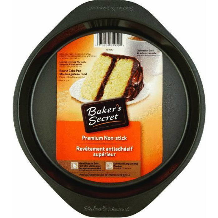 Baker's Secret 1075052 Round Cake Pan, Non Stick, Gray, 8" x 1-1/2"