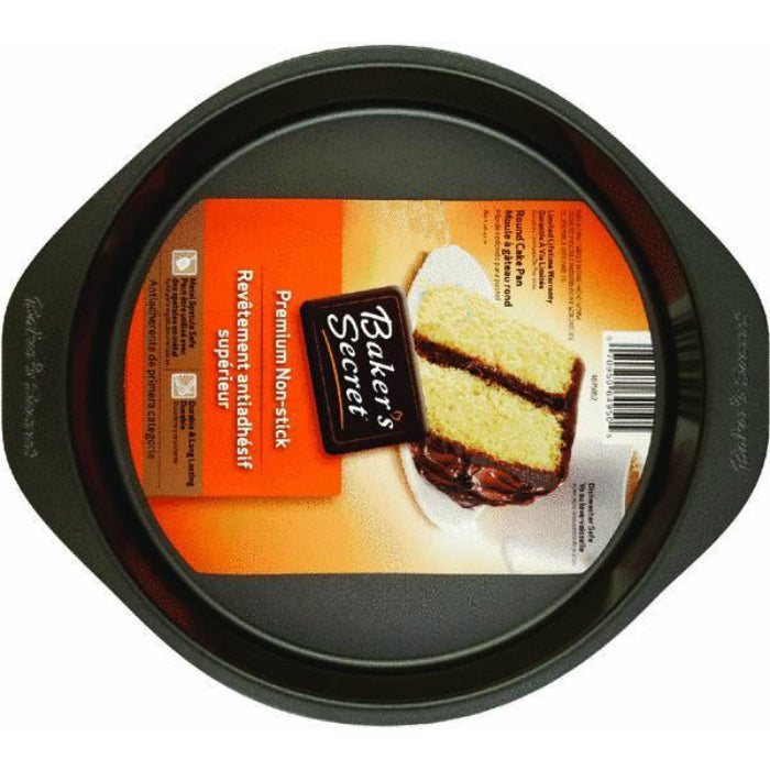 Baker's Secret 1075052 Round Cake Pan, Non Stick, Gray, 8" x 1-1/2"
