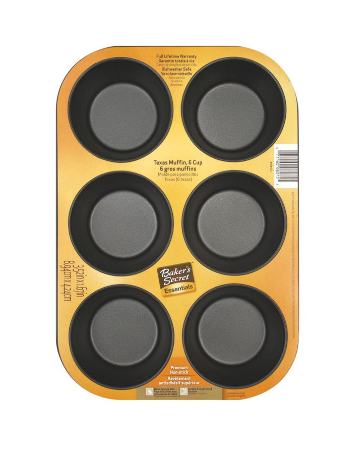 Baker's Secret 1114364 Texas Muffin Pan, Non Stick, 12.7" x 8.7" x 4.3"