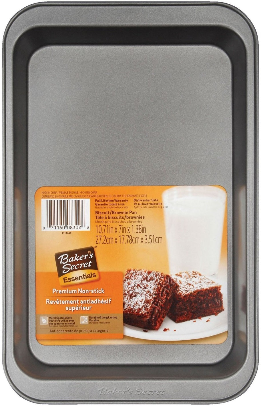 Baker's Secret 1114441 Biscuit & Brownie Pan, Non Stick, 11" x 7" x 1-1/2"