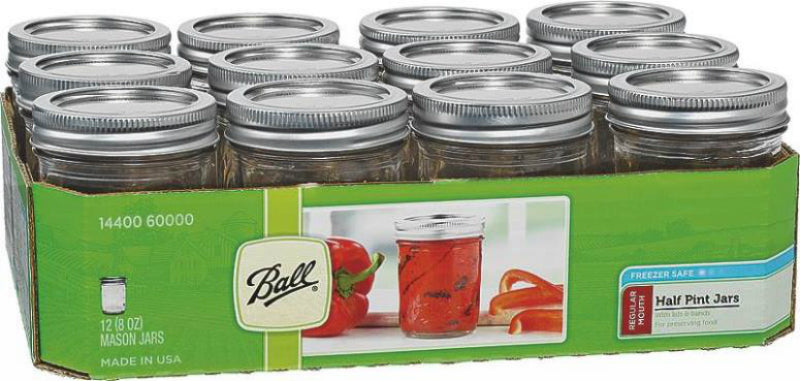 Ball 60000 Regular Mouth Mason Jars, 12 pack, 8 oz.