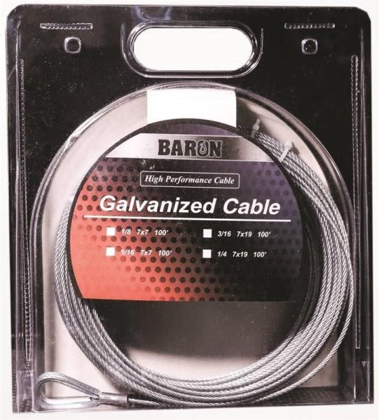 Baron 0 9005/50090 Pre-Cut Cable, 1/4" x 50', Galvanized
