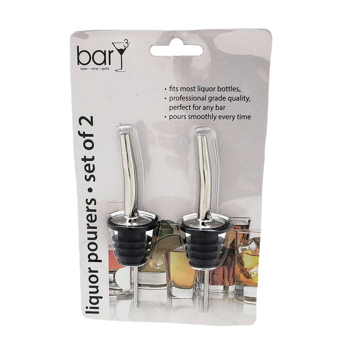 BarY3 BAR-0141 Liquor Pourer, Black/Silver, Stainless Steel