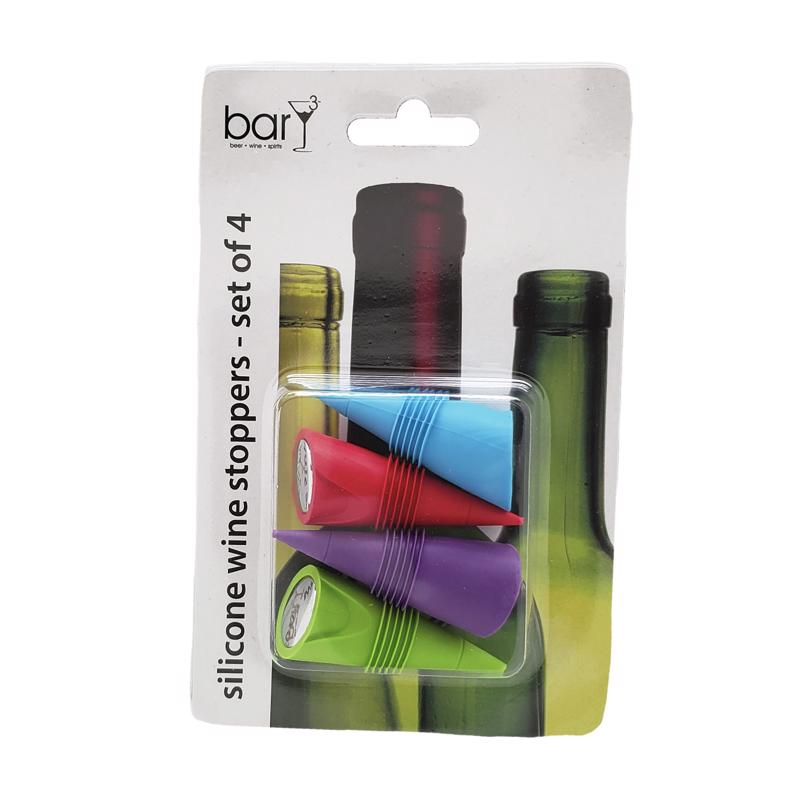 BarY3 BAR-0342 Wine Stopper, Plastic/Silicone, Pack of 4