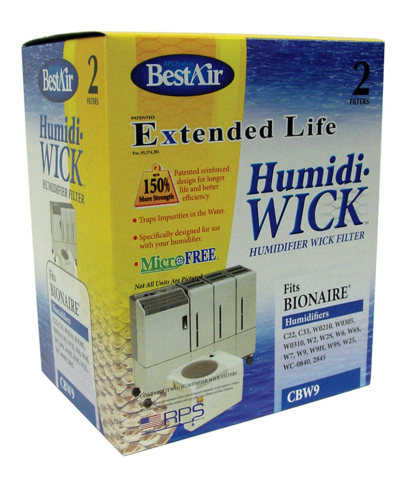 Best Air CBW9 Humidifier Wick Filter For Bionaire, 2/Pk