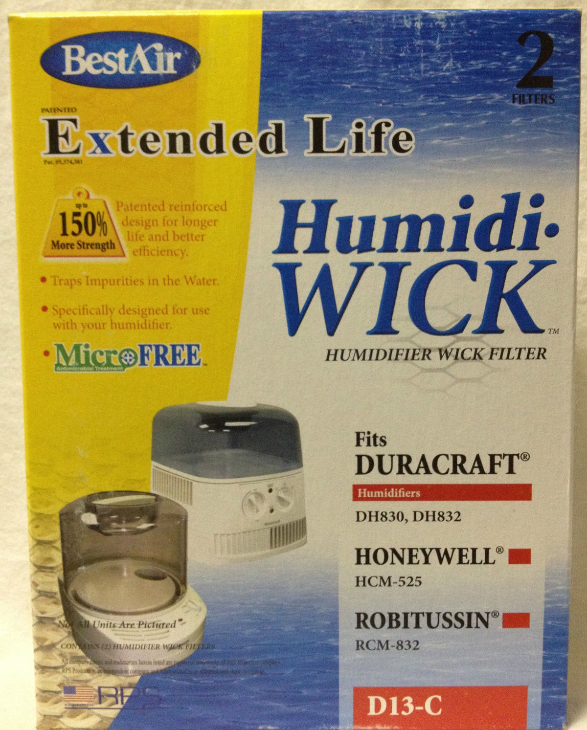 BestAir D13-C Extended Life Humidifier Wick Filter , 3-3/4" x 6" x 1-1/2"
