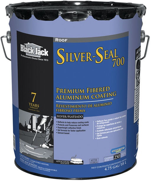 Black Jack 5177-A-30 Silver-Seal 700 Fibered Aluminum Roof Coating, Silver, 5 Gallon