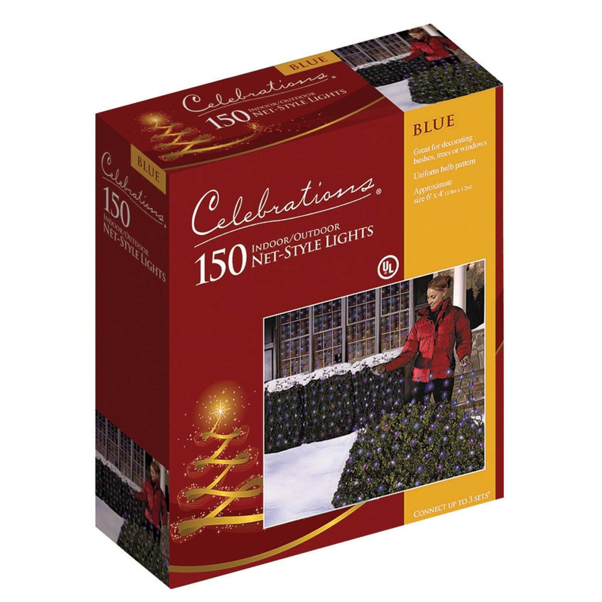 Celebrations 48954-71 Net Lights, 4' L x 6' W, 150 Blue Lights