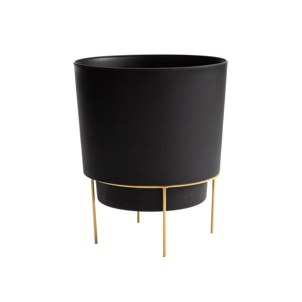 Bloem HOP1400-M Hopson Round Planter with Stand, Black