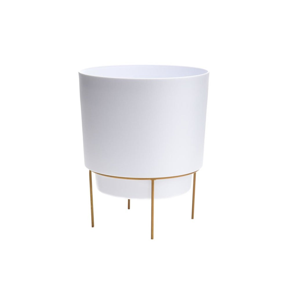 Bloem HOP1409-M Hopson Round Planter with Stand Casper, White