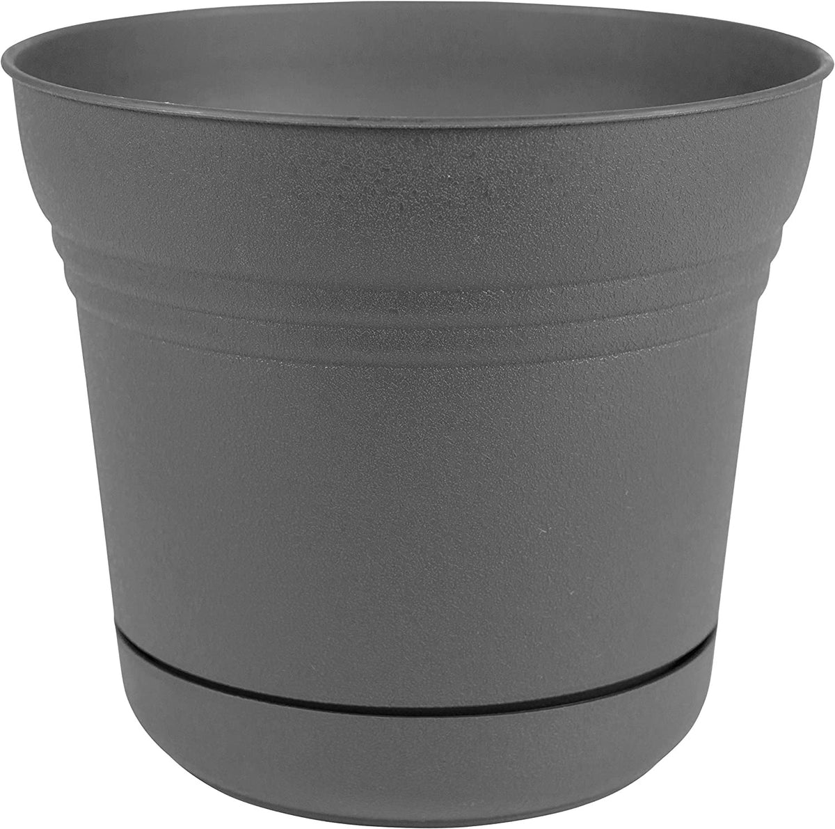 Bloem SP07908 Saturn Round Planter, Polyresin, Charcoal, 7 Inch