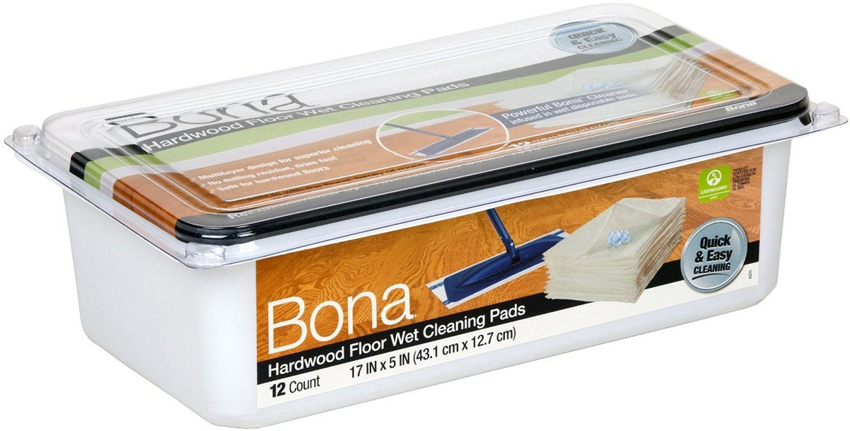 Bona AX0003506 Hardwood Floor Wet Cleaning Pads, 17" x 5"