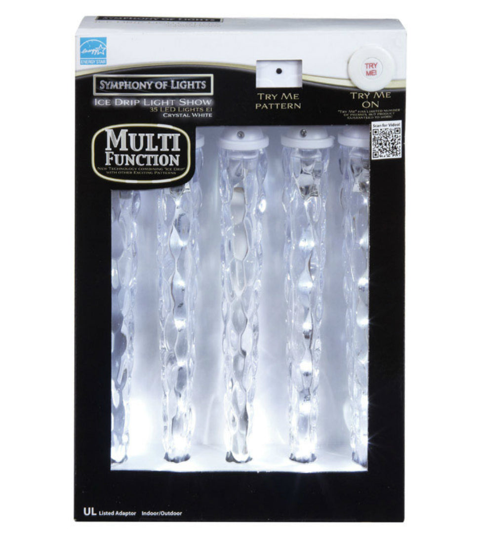 Brite Star 39-674-23 Falling Snow Light Show Icicles, White, 10"