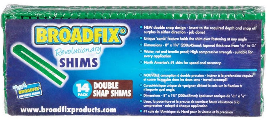 Broadfix SW14SW-US Double Snap Shims, 8" x 1.75", Green