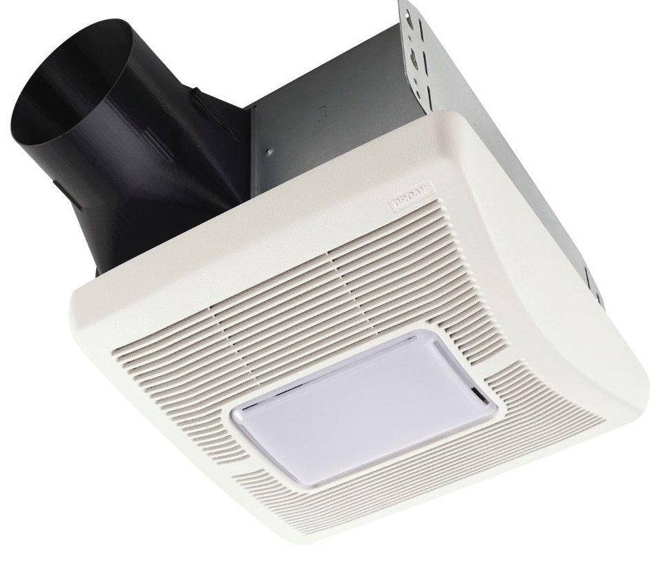 Broan A70L Ceiling Exhaust Bath Fan with Light, 70CFM, White