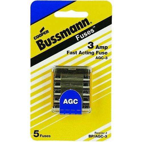 Bussmann BP/AGC-3 Glass Automotive Tube Fuse, 3 Amp