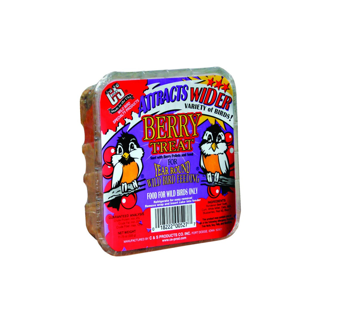 C&S Products 12527 Berry Treat Beef Suet Wild Bird Food, 11.75 oz