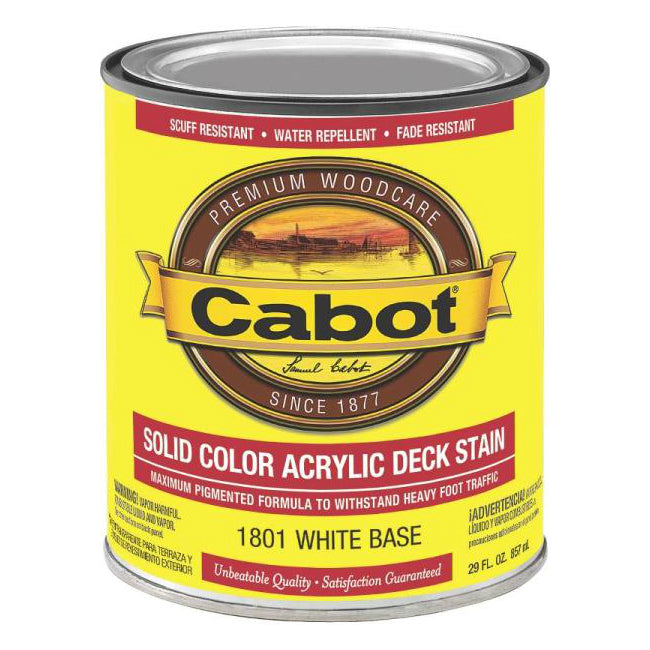 Cabot 1801 Exterior Solid Color Acrylic Deck Stain, White Base, Quart
