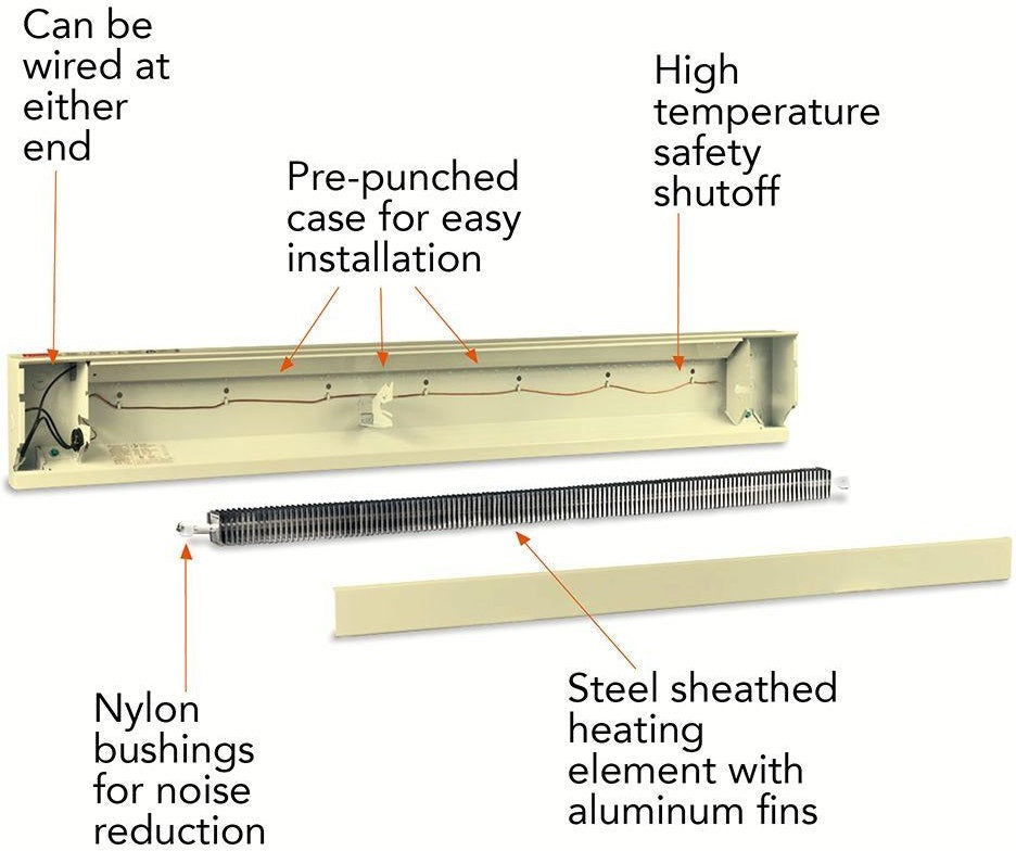 Cadet 4F1000-8A (11948) Electric Baseboard Heater, 48", 208 Volt, Almond