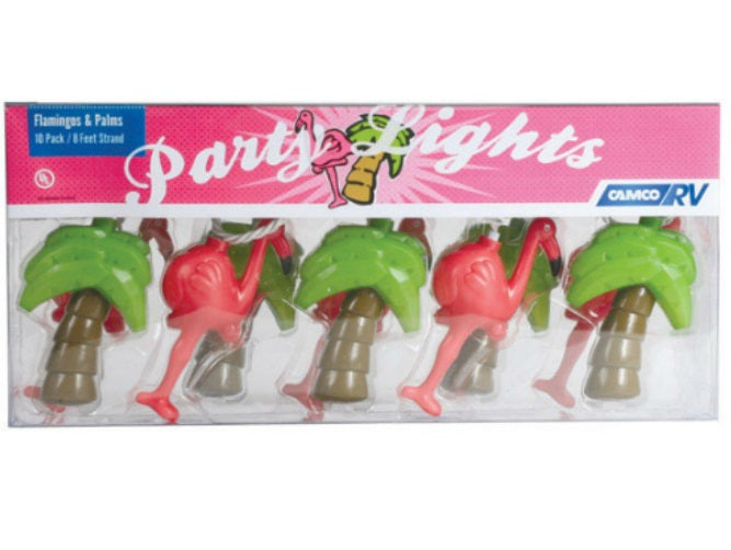 Camco 42662 Flamingos and Palm Tree Party Light, 8'