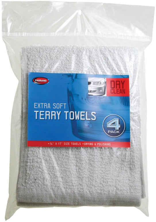 Carrand 45054 Extra Soft Terry Towels, 14" x 17", 4/Pack