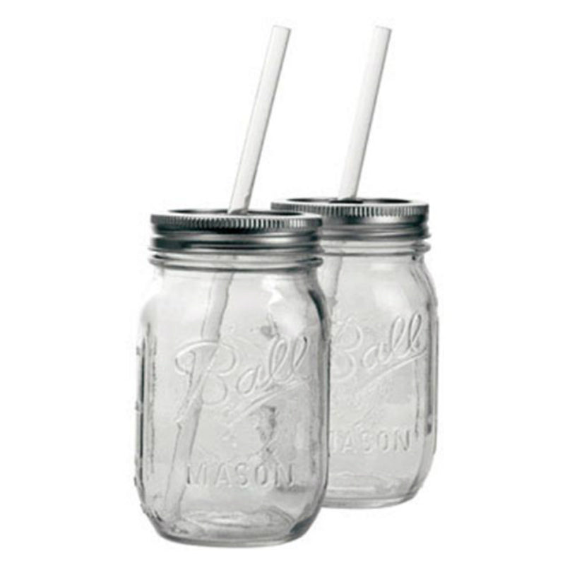 Carson 22227 RedNek Sipper Drinking Mason Jar, 16 Oz, Set Of 2