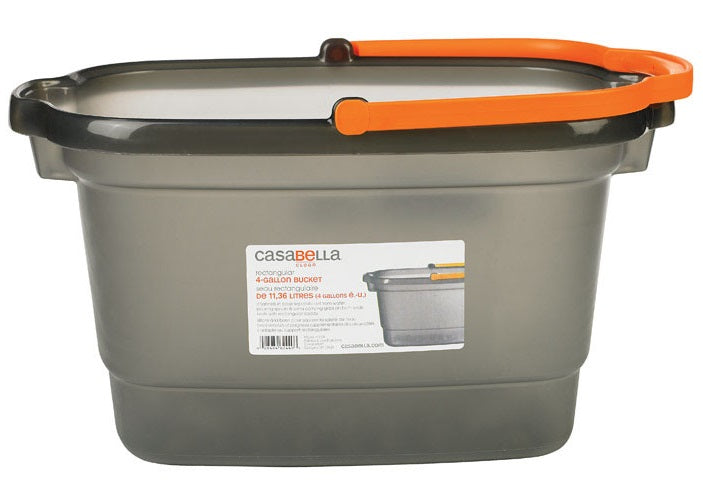 Casabella 62440 Rectangular Bucket, 4 Gallon, Graphite