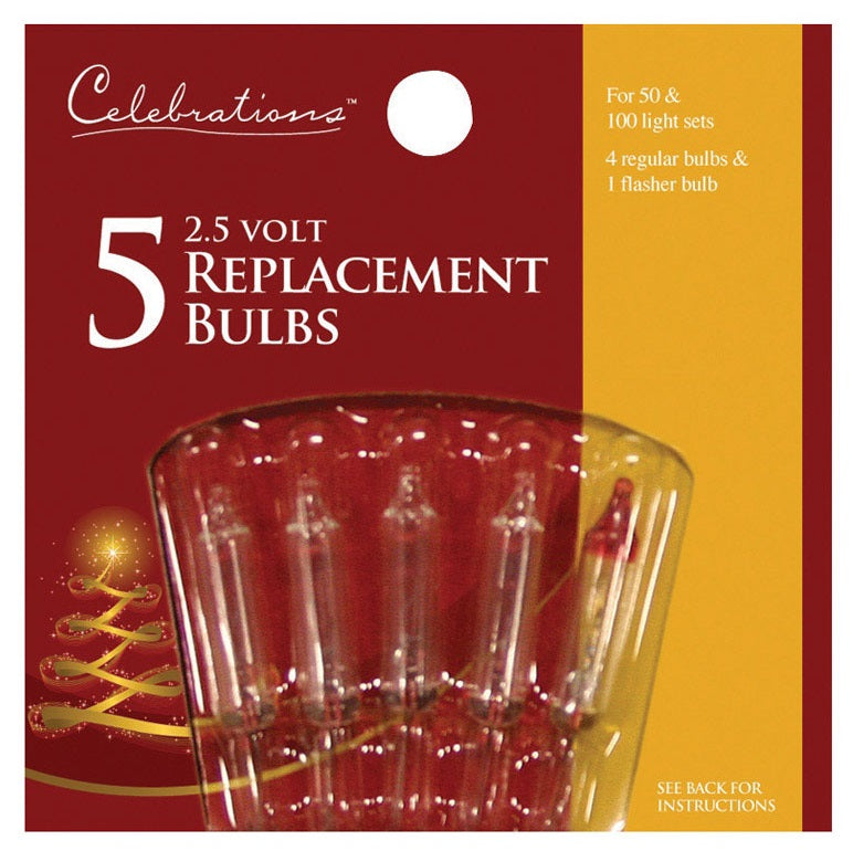 Celebrations 1115-2-71 Mini Replacement Bulbs, 2.5 V, Clear